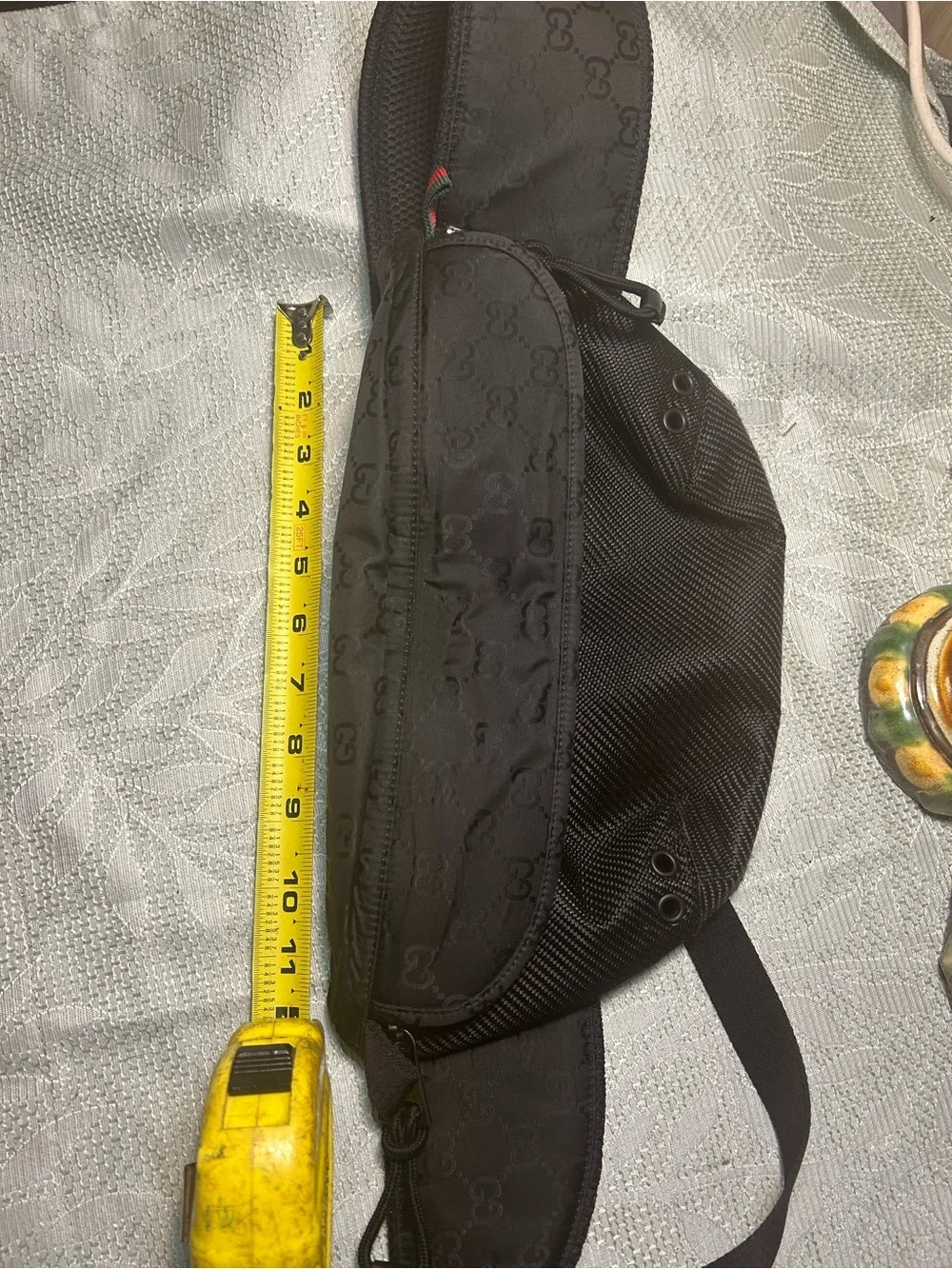 Gucci Black Nylon Belt Bag with Green-Red Web Accent
